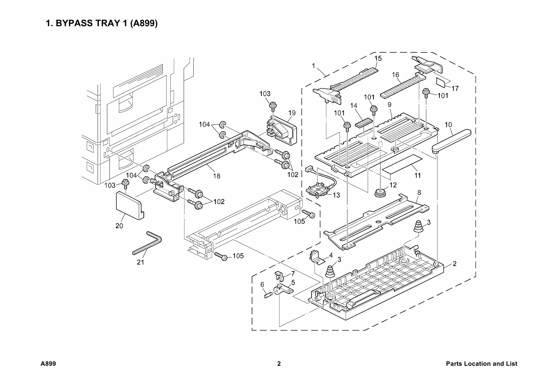 RICOH Options A899 BY-PASS-TRAY-TYPE-270 Parts Catalog PDF download-3